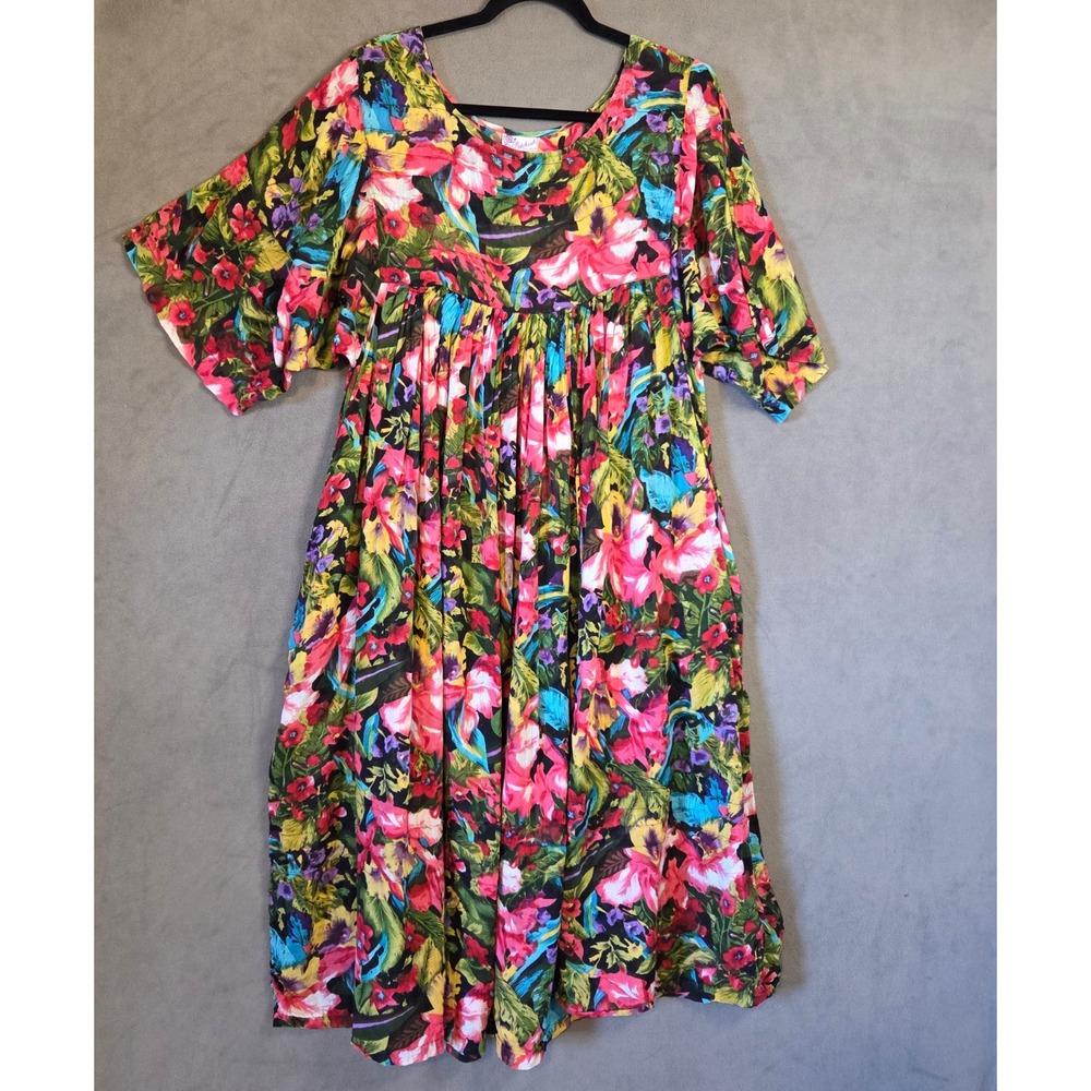 Vintage 90's Patchouli Floral Maxi Dress Women Medium Cottagecore Boho Festival